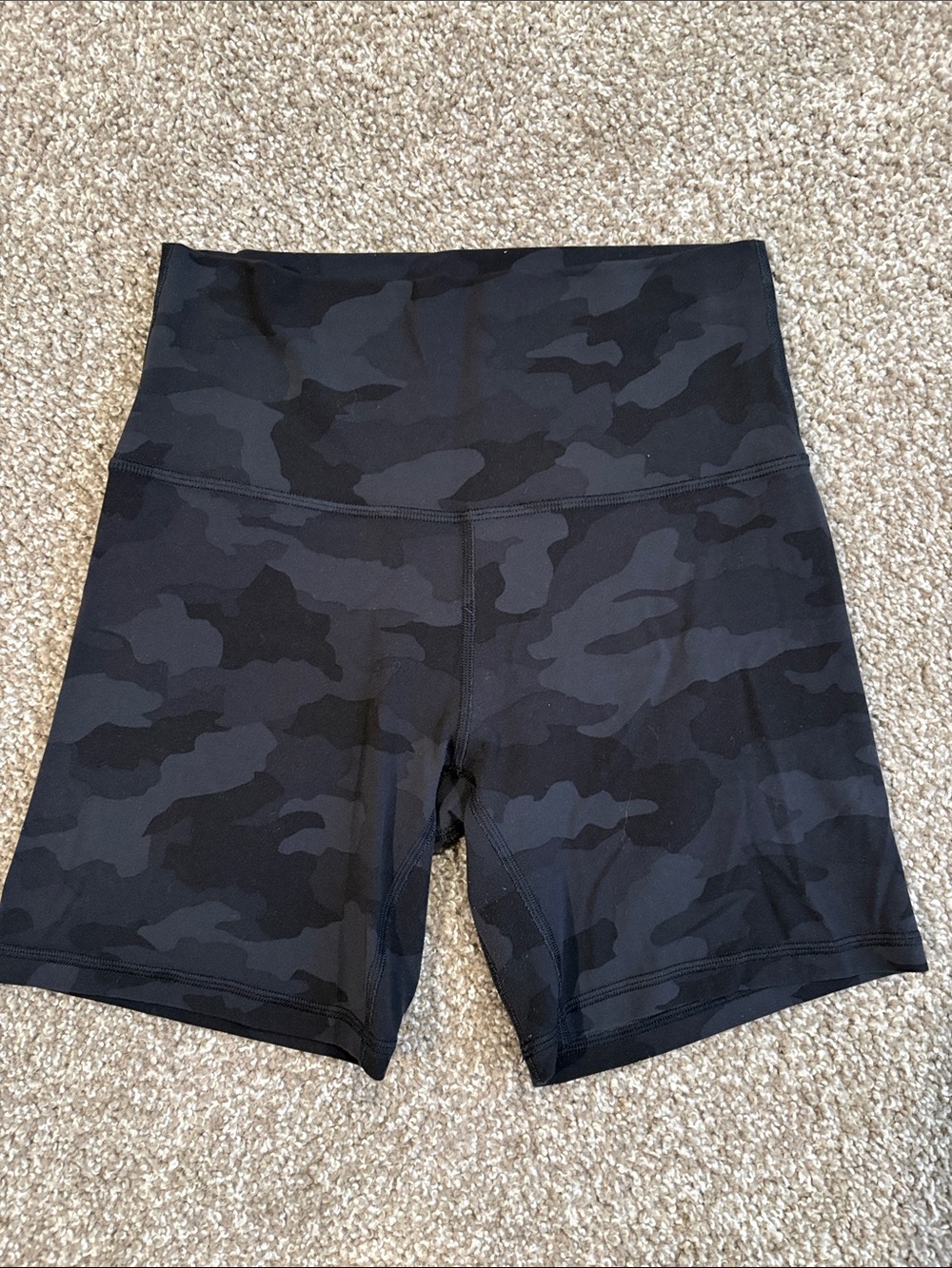 Lululemon High-Waist Black Camo Women’s Workout Shorts